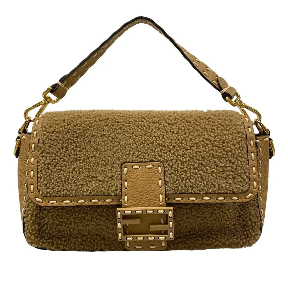 Fendi Mama Bucket Handbag 8BR600 Mouton Leather